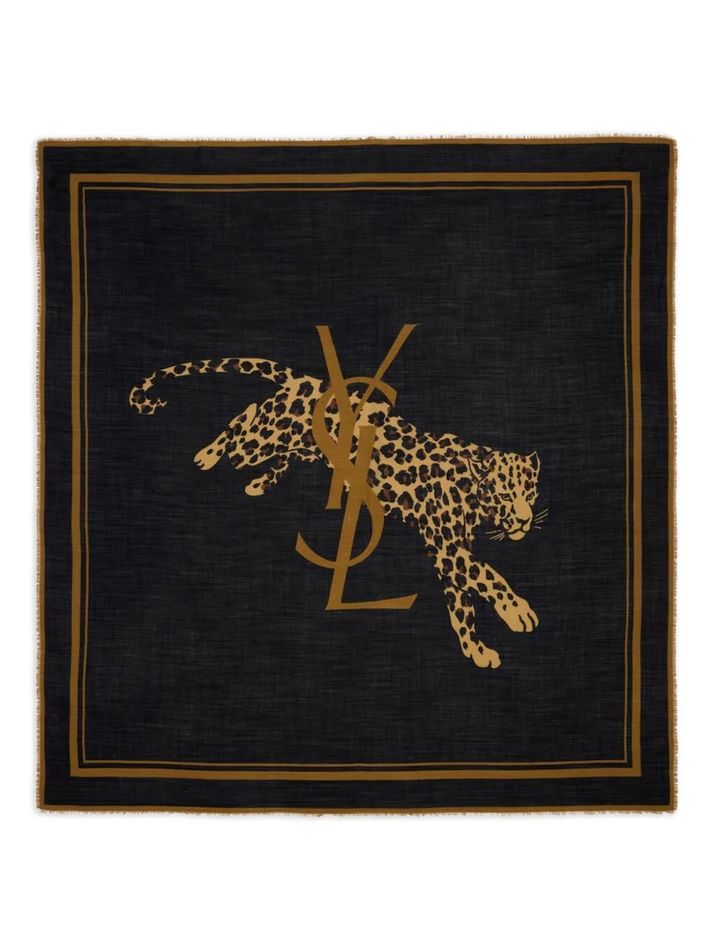 leopard-print wool scarf - 1