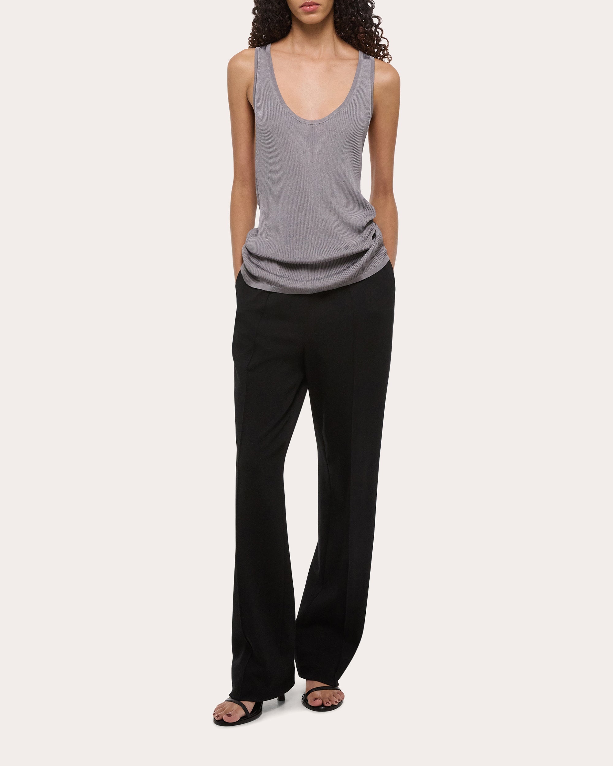 Rib Knit Twisted Racerback Tank Top - 5