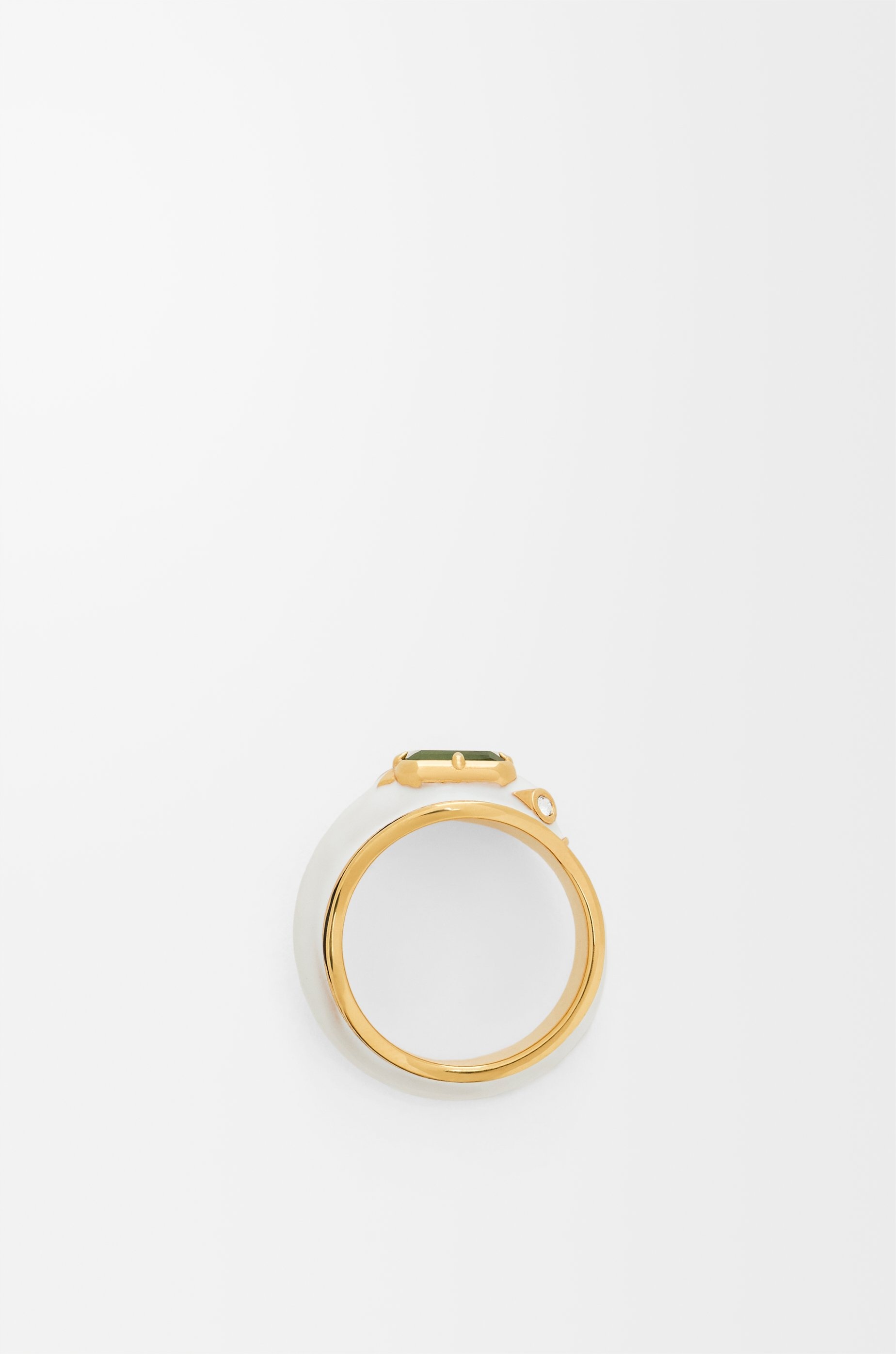 Snake ring in sterling silver, crystals and jade - 2