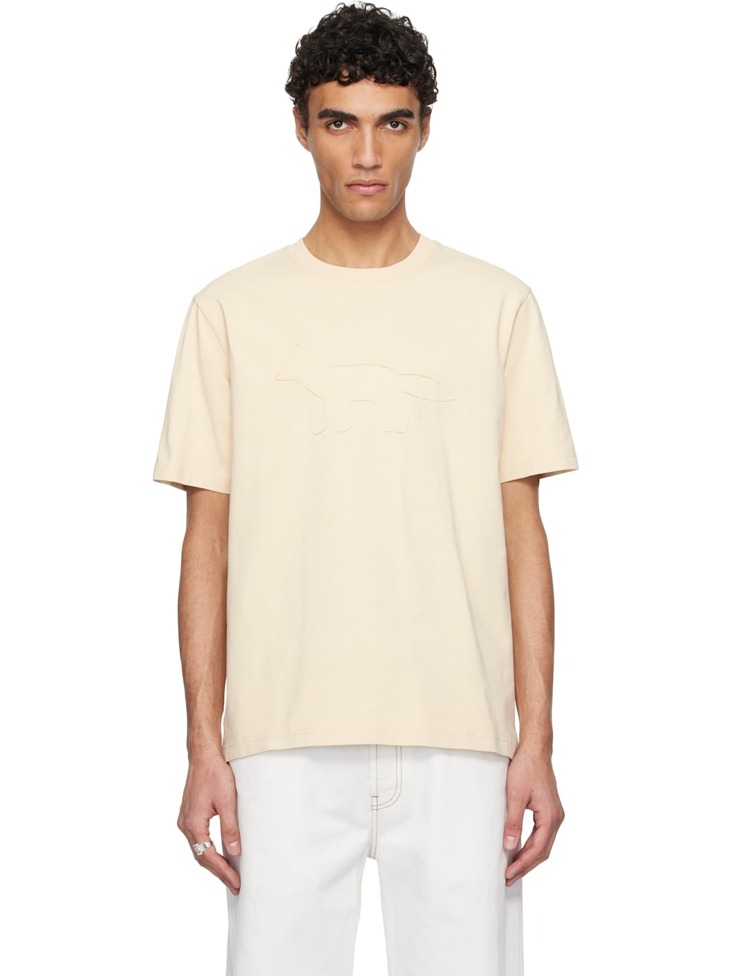 Beige Crafted Profile Fox Comfort T-shirt - 1