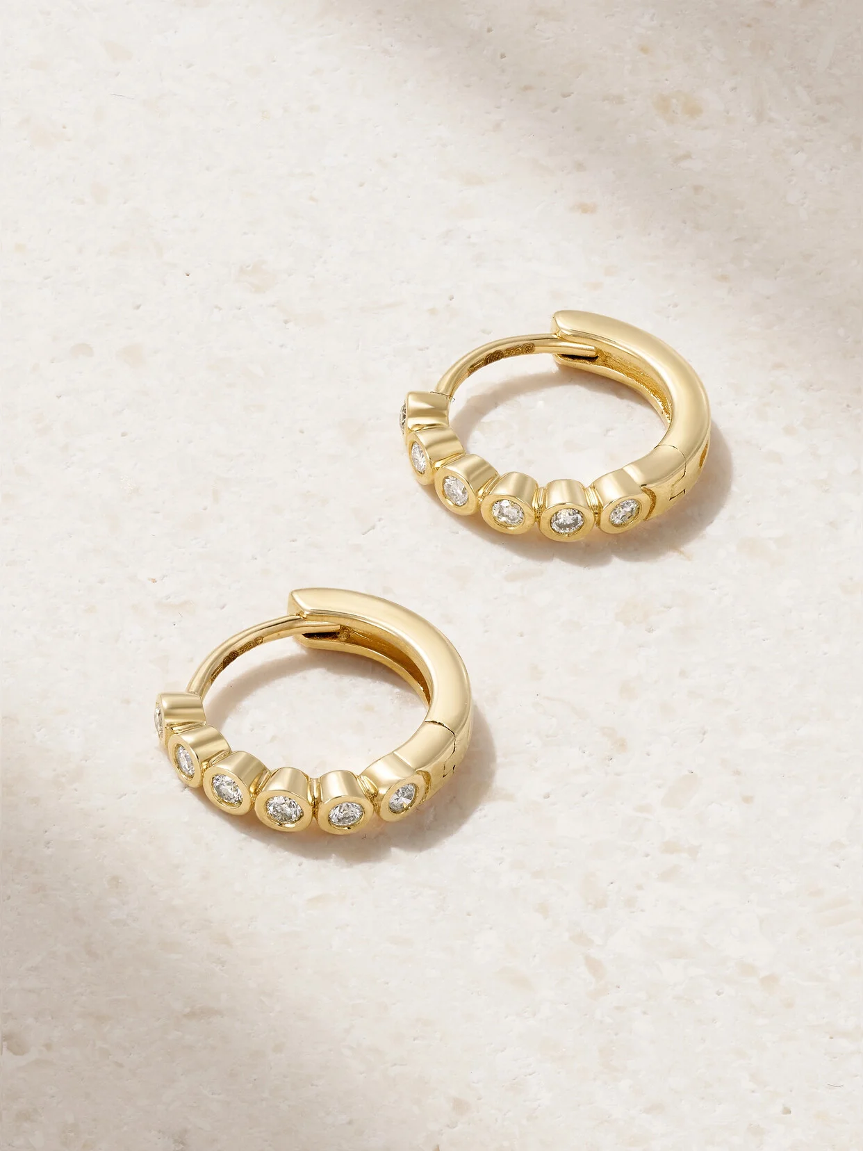 10-karat Gold Diamond Hoop Earrings - 1