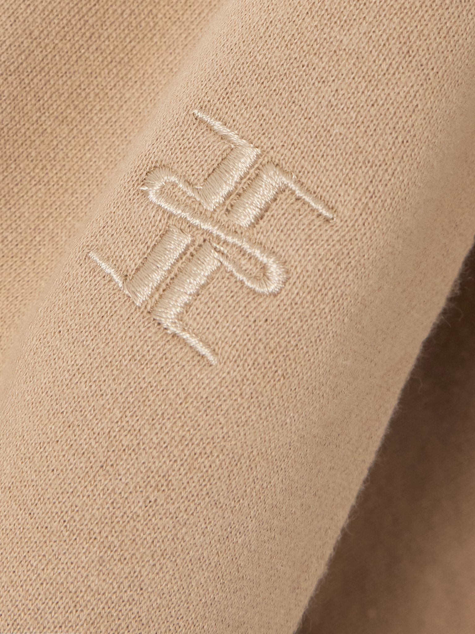 Embroidered cotton and modal-blend jersey sweatpants Taupe - 4