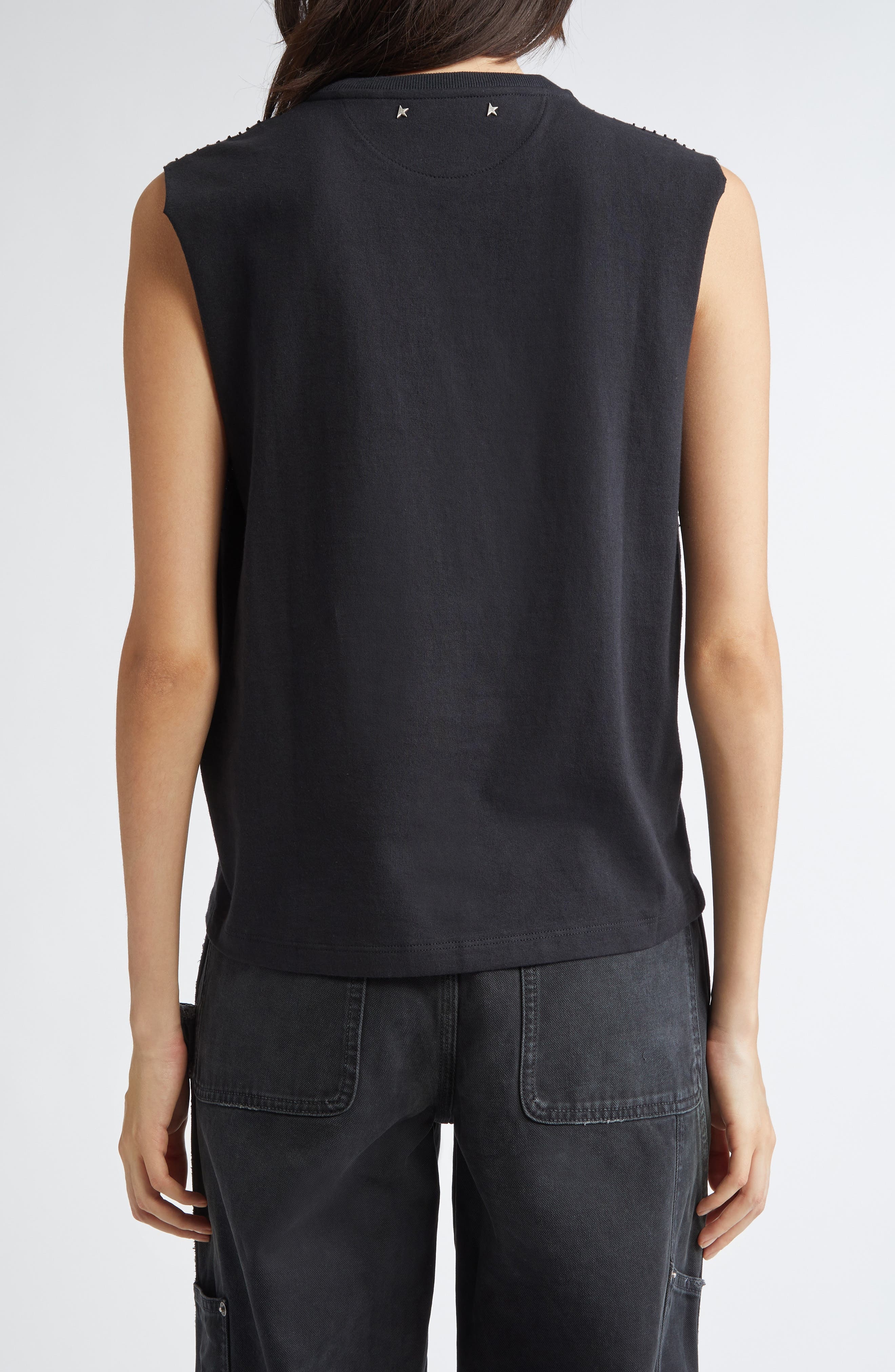 Golden Goose Journey Embellished Cotton Tank in Black at Nordstrom - 3