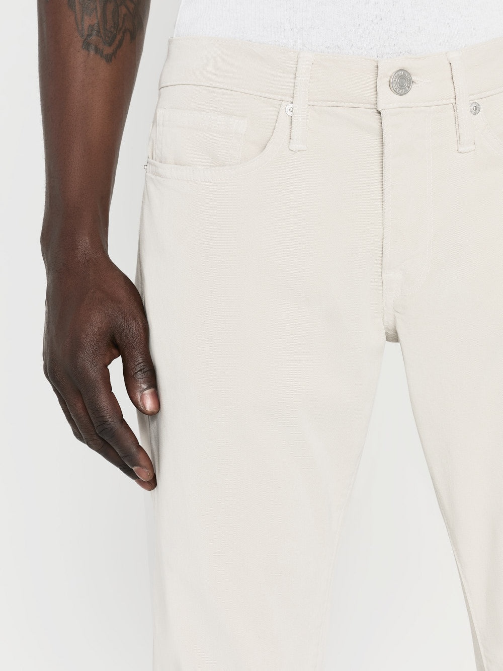 L'Homme Slim Brushed Twill in Milk Beige - 3