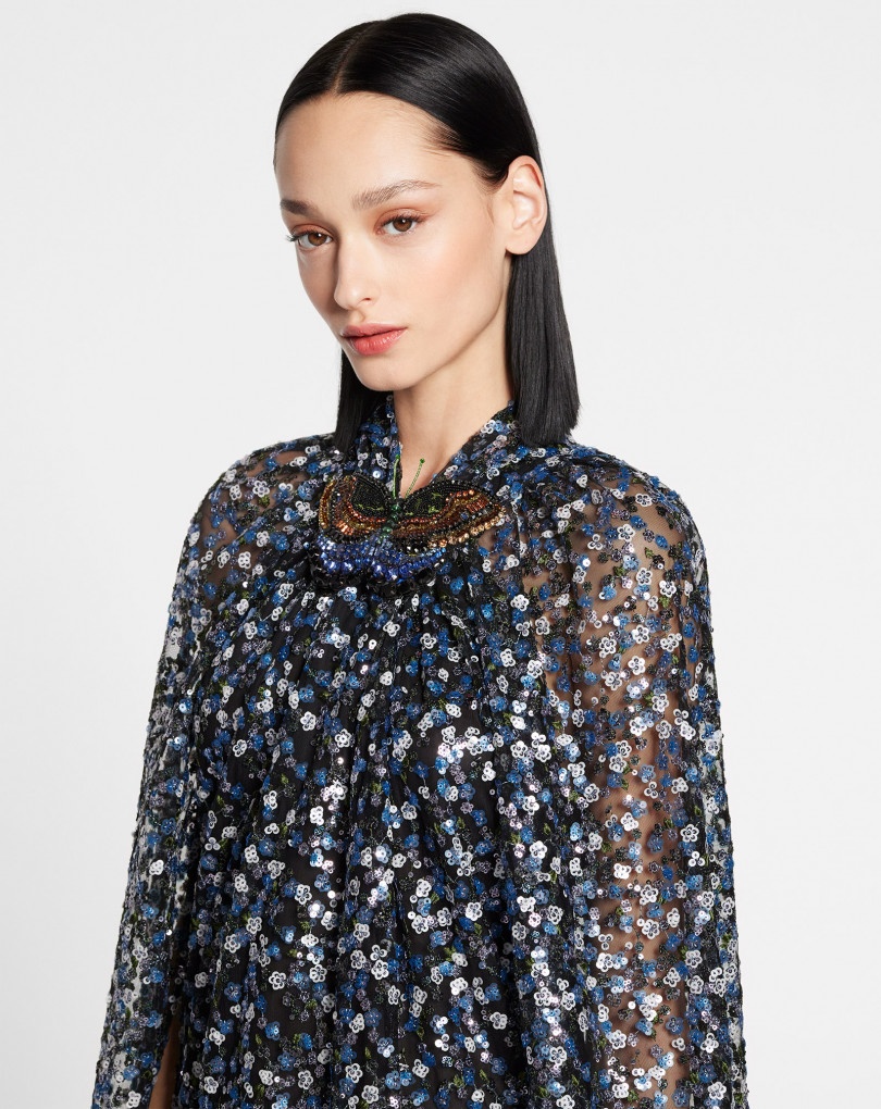 LONG DRESS WITH SEQUINS WITH CAPE BACK - 3