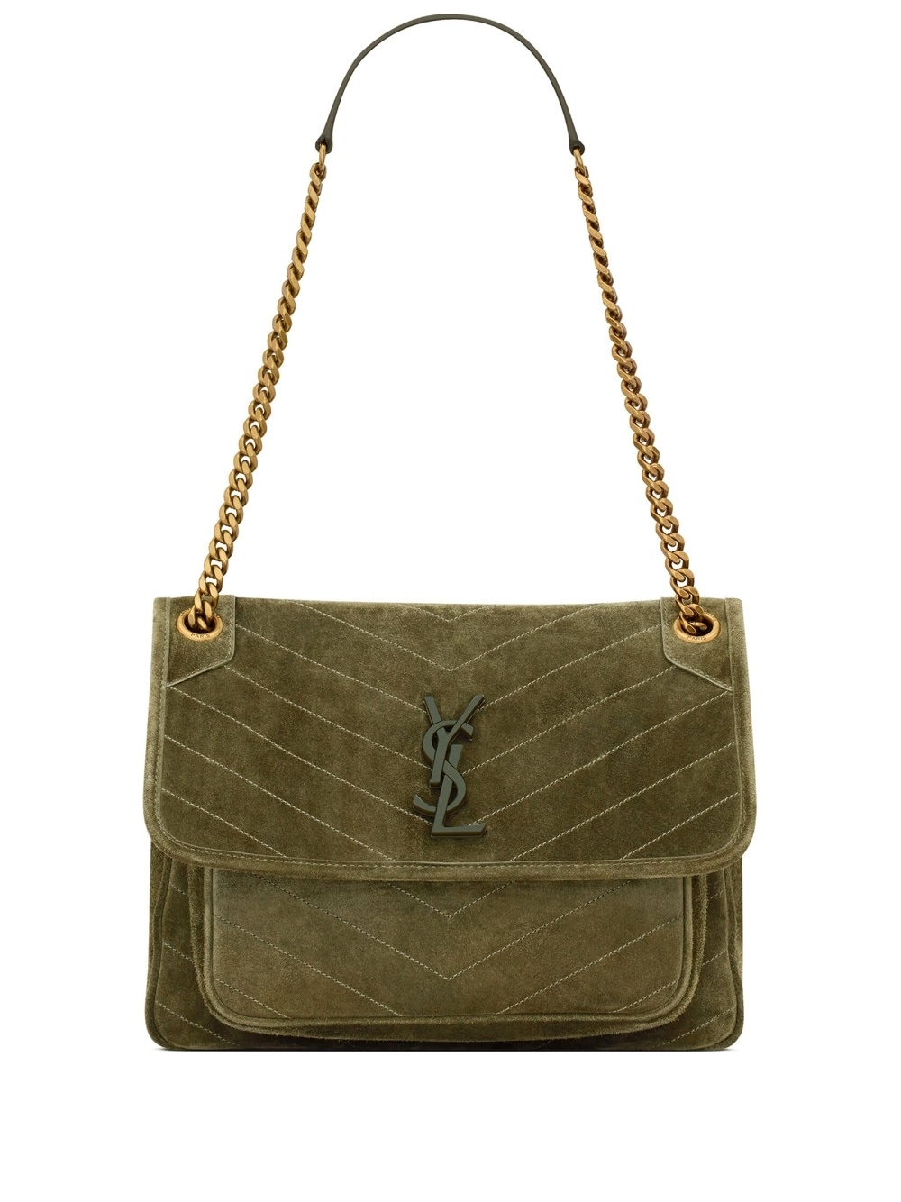 Saint Laurent Small Loulou Monogram Loden Green Suede Bag New