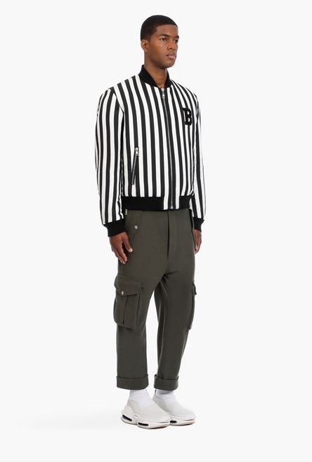Reversible striped black and white bomber jacket - 7