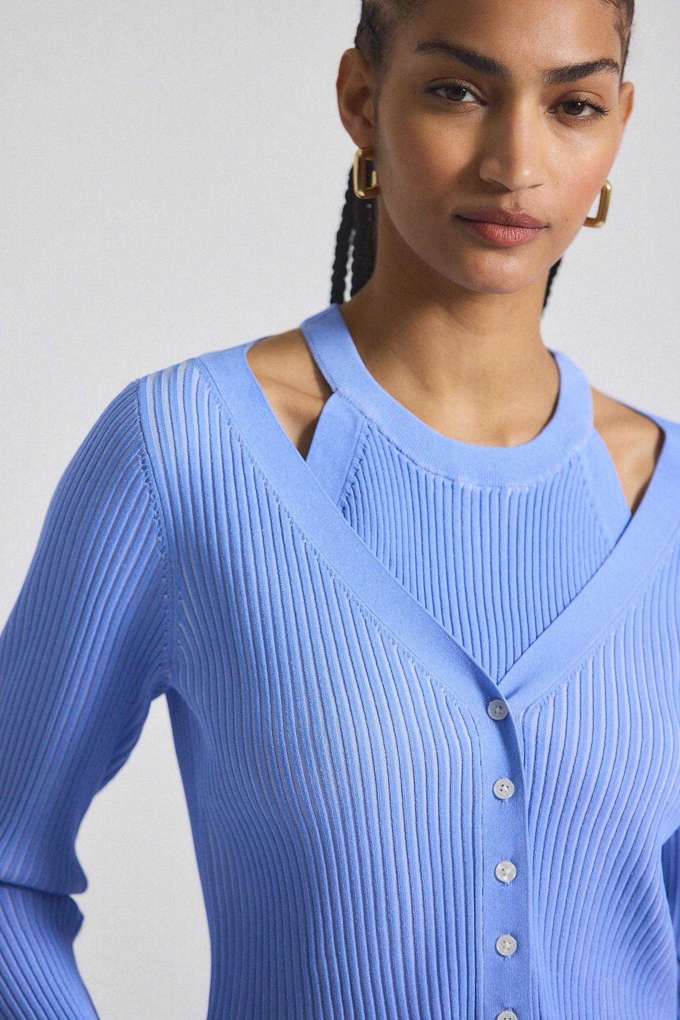 LONNIE VISCOSE KNIT LAYERED CARDIGAN - 2