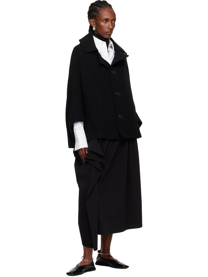 Y's Black U-Irregular Short Sleeve Coat outlook