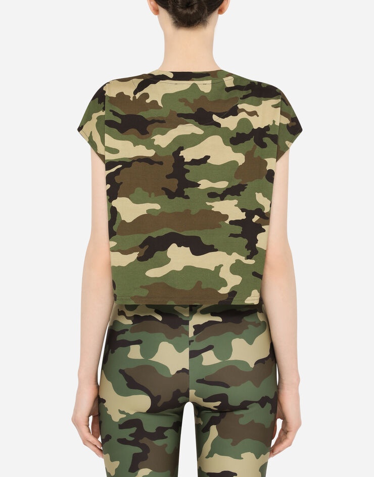 Cropped camouflage-print jersey T-shirt - 2