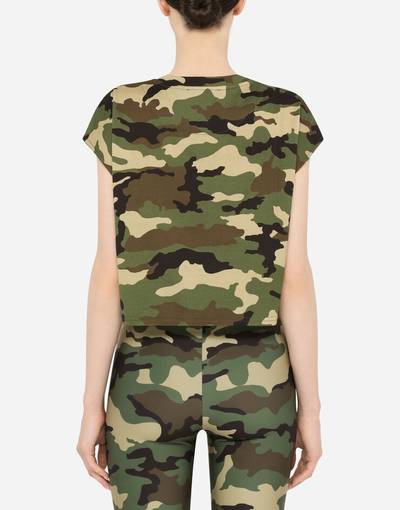 Dolce & Gabbana Cropped camouflage-print jersey T-shirt outlook