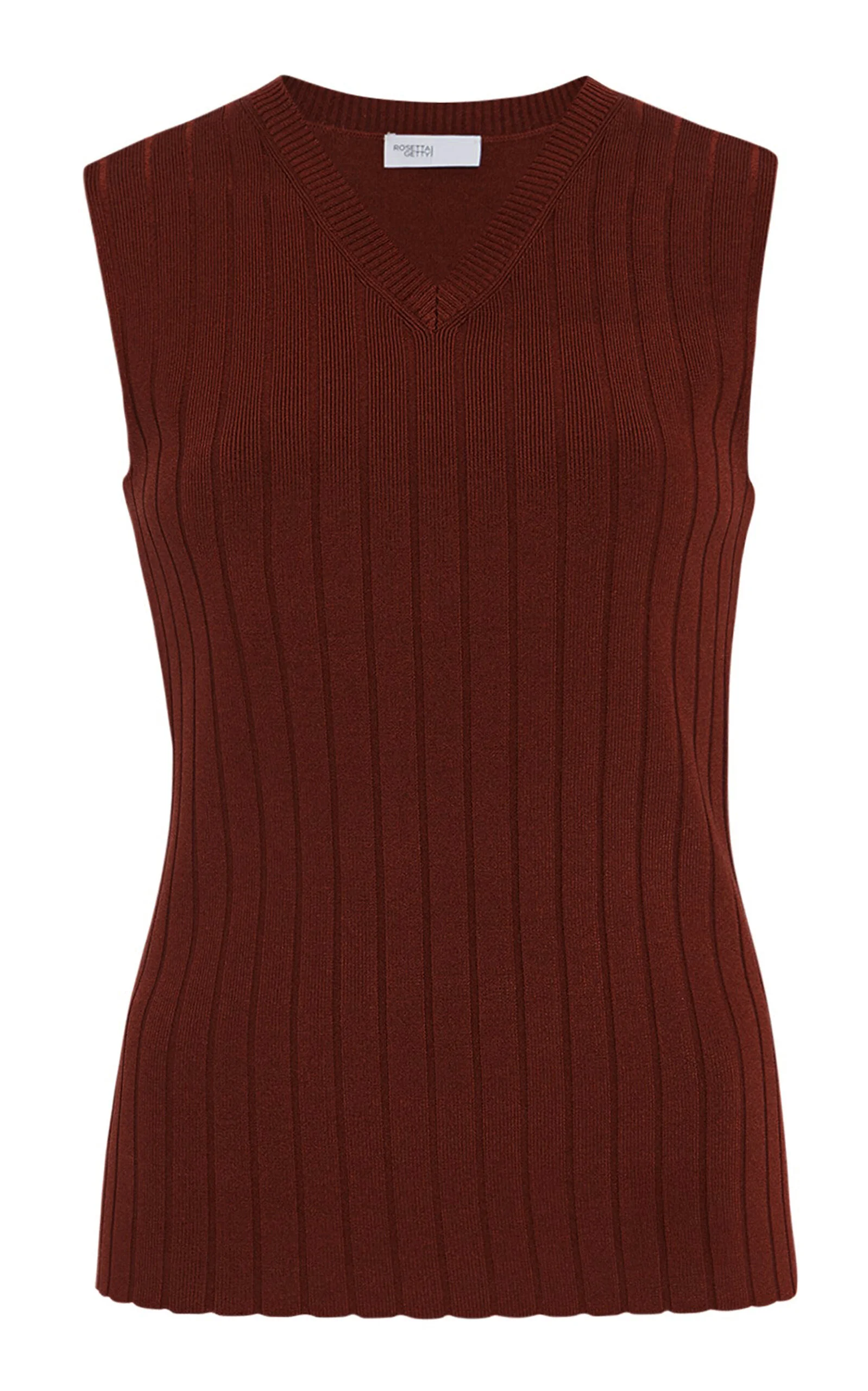 Ribbed Knit Sweater Vest brown - 1