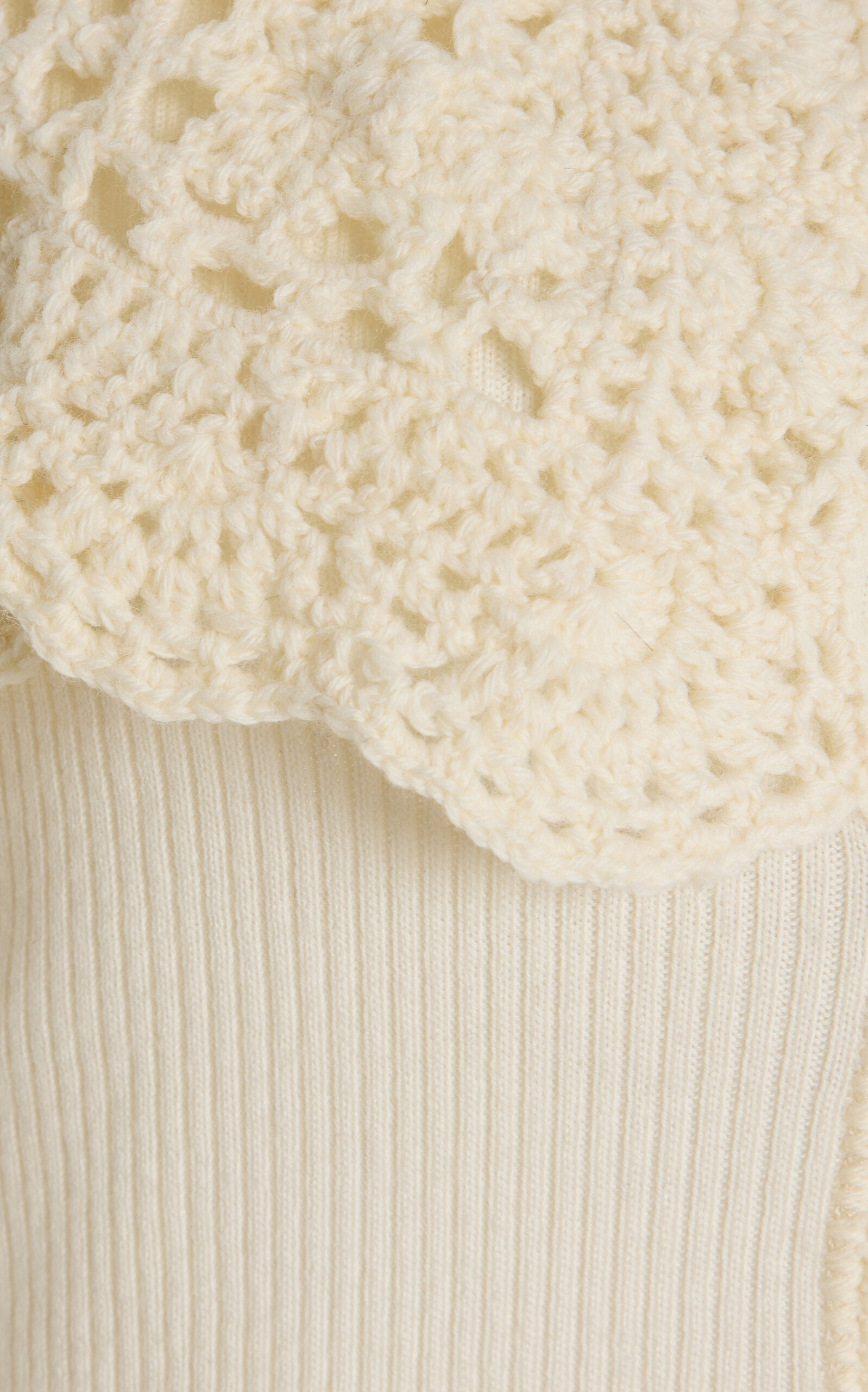 Nara Crochet-Trimmed Wool Cardigan ivory - 5