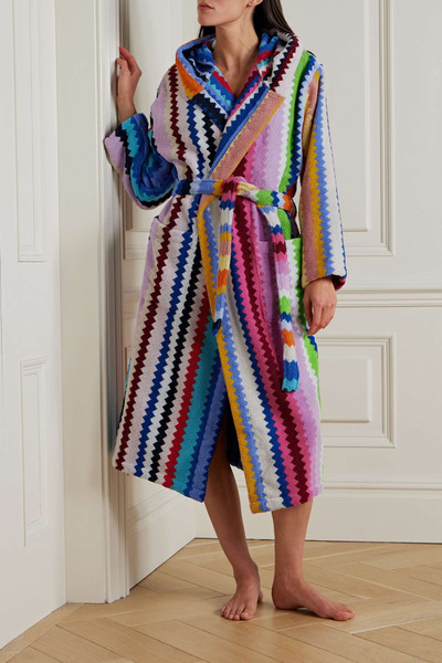Missoni Cecil hooded cotton-terry jacquard robe outlook