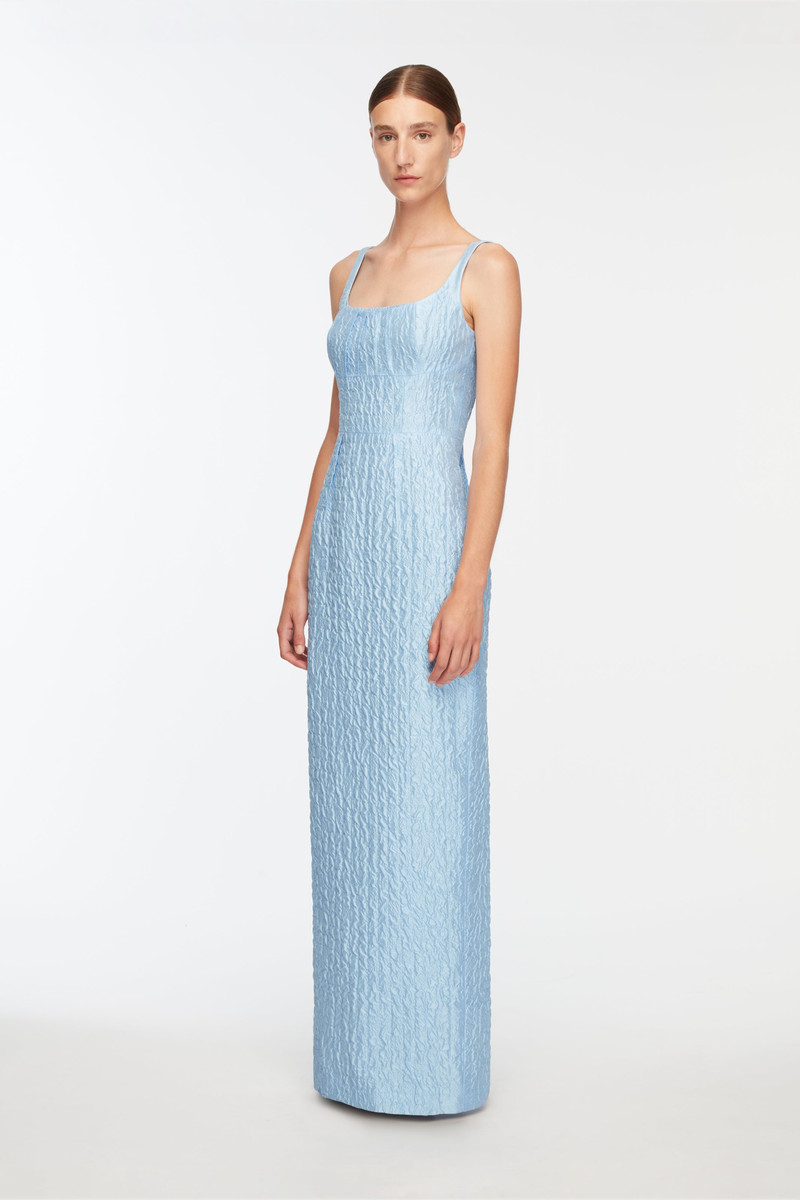 EMILIA WICKSTEAD Sharon Dress In Baby Blue Seersucker outlook