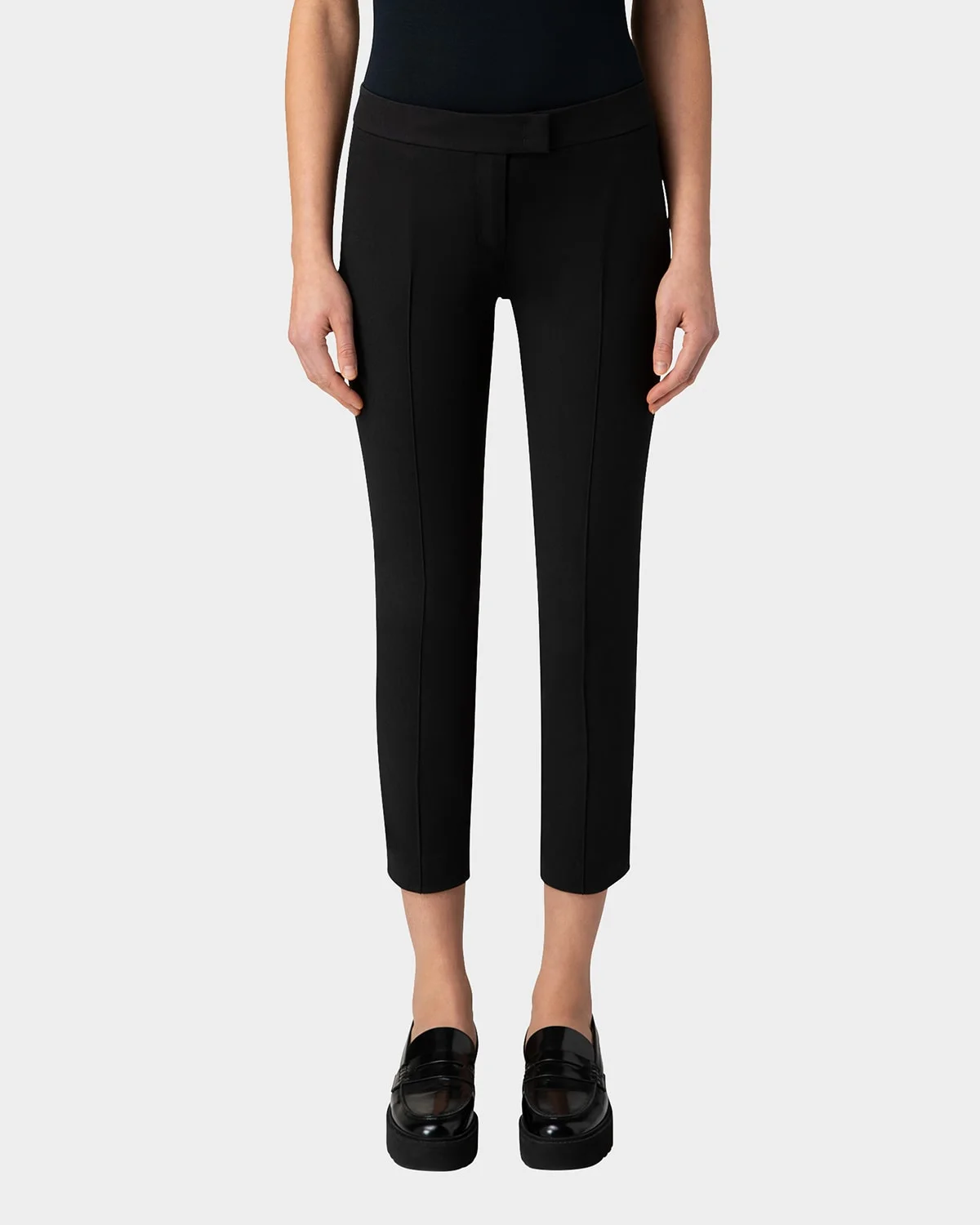 Frankie Straight-Leg Cotton-Stretch Cropped Pants - 1
