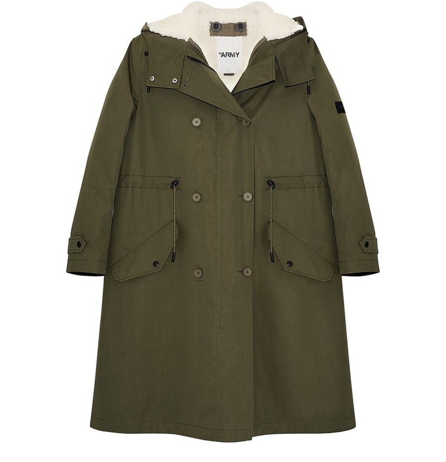 Waterproof cotton blend parka with shearling trim - 1