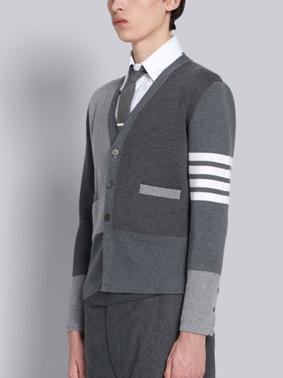 Thom Browne Fun-mixmilano Stitch Finemerino Wool 4-bar V-neck Cardigan outlook