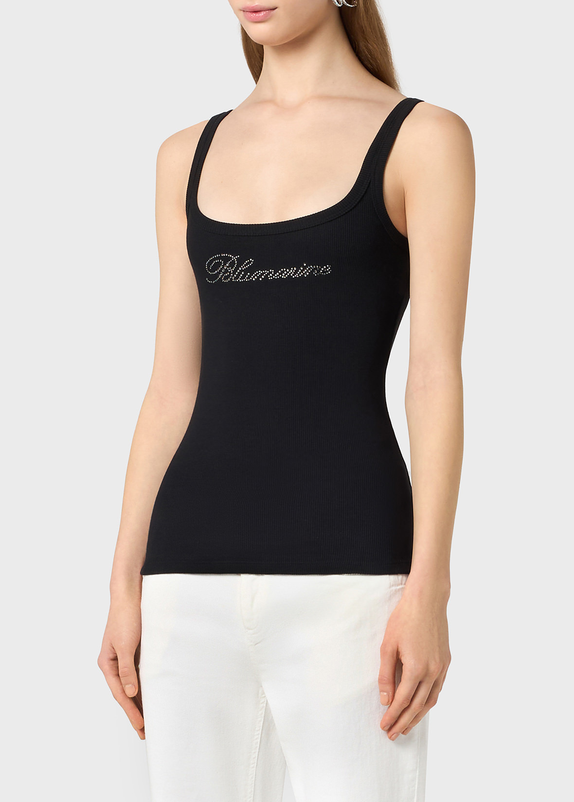 RIBBED TOP WITH BLUMARINE RHINESTONE EMBROIDERY - 5