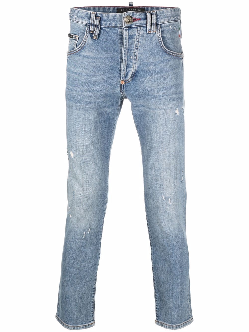 distressed straight-cut jeans - 1