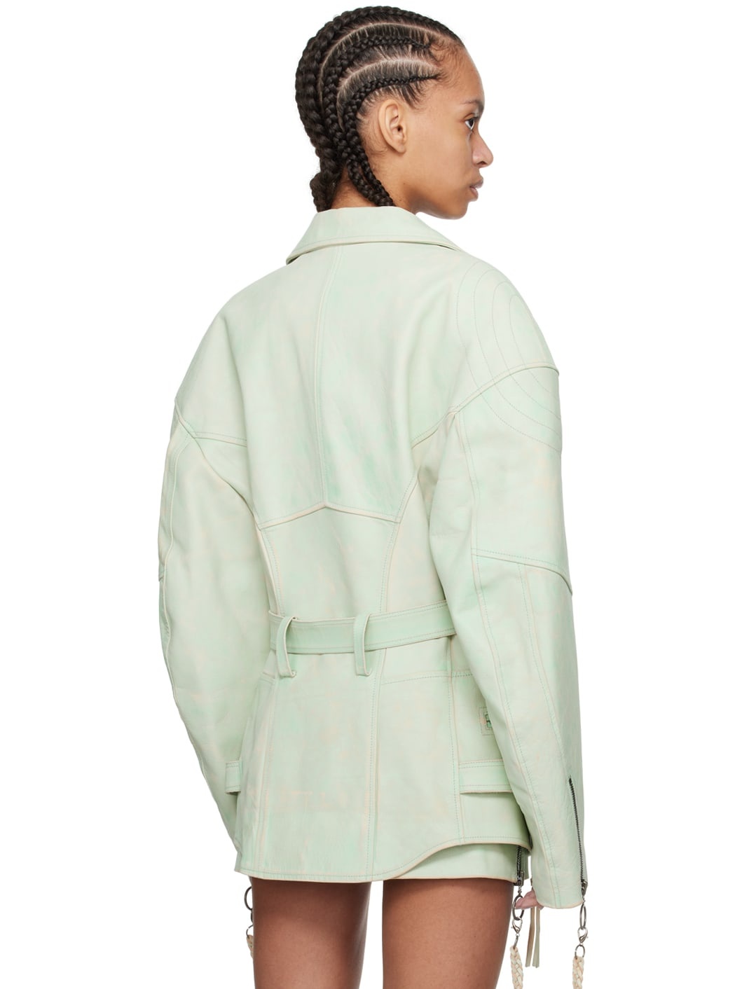 SSENSE Exclusive Green Nihil Leather Jacket - 3