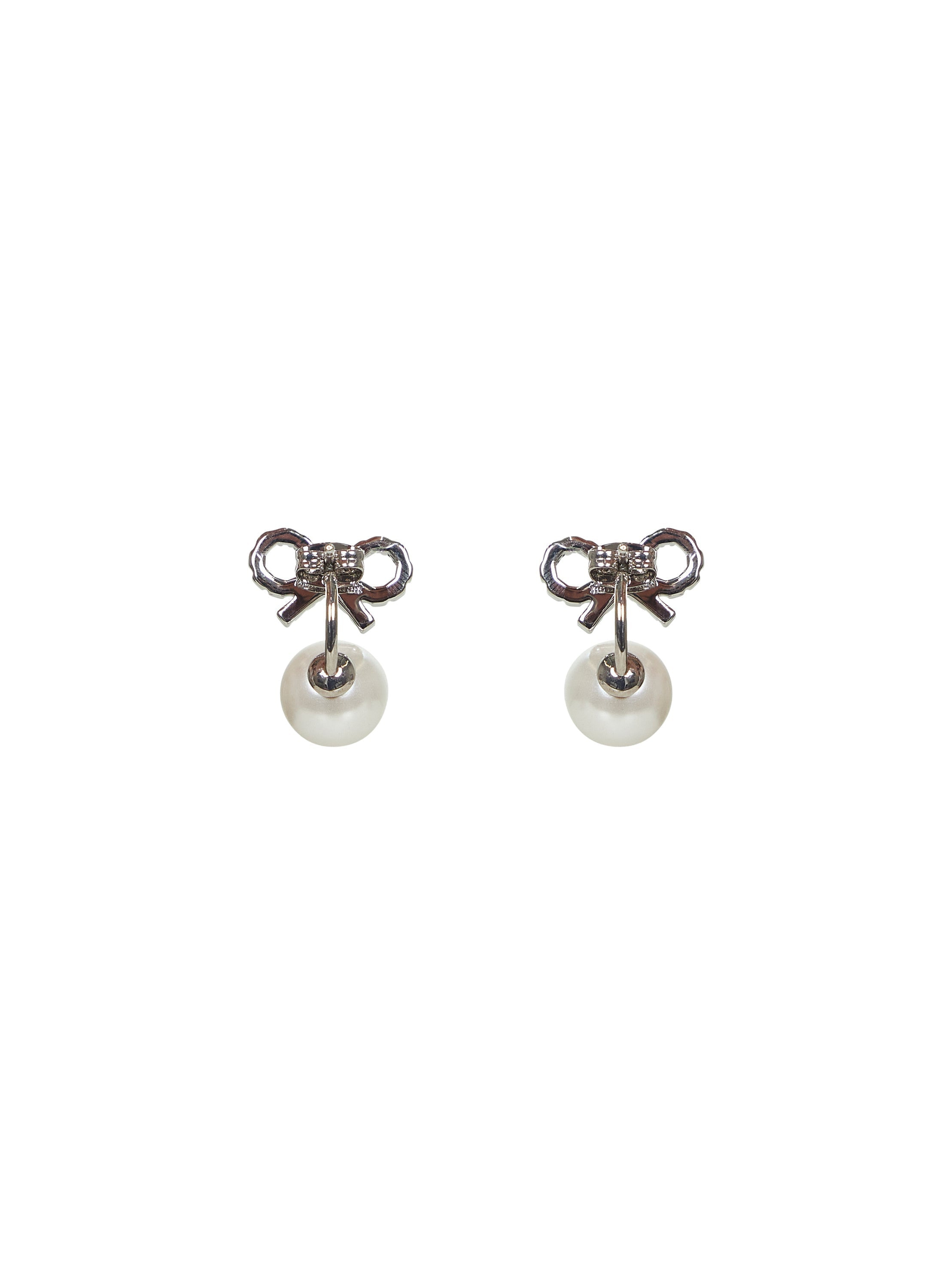 Self Portrait Women Crystal Bow Pearl Jacket Earrings - 2