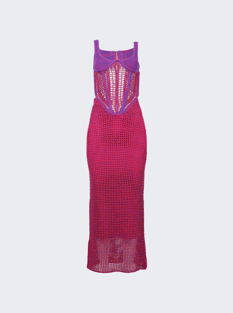 Marled Double Cup Corset Dress Fuchsia 1