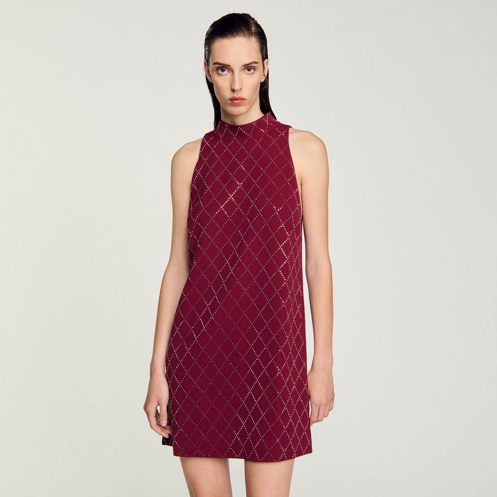 STUDDED DIAMOND SHORT DRESS - 5