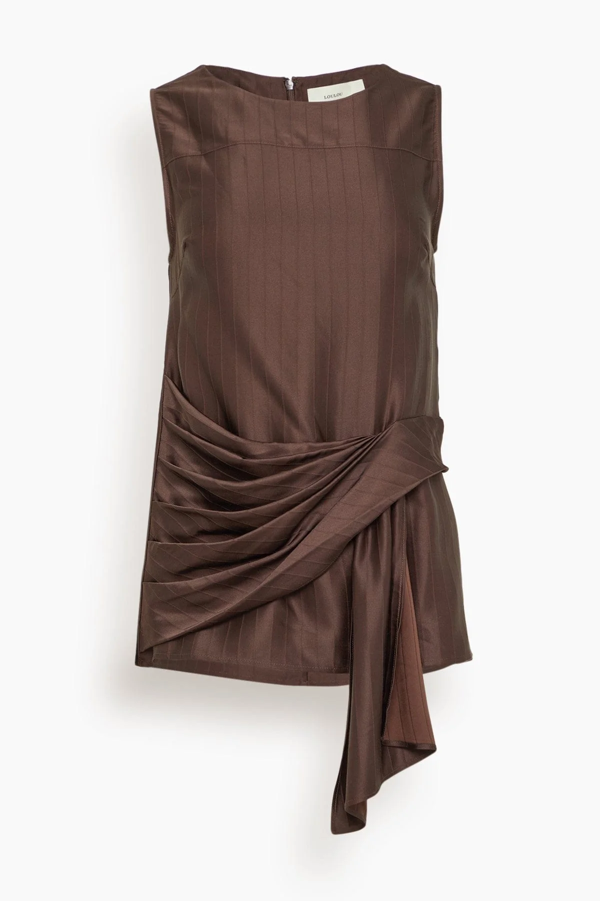Fonda Draped Asymmetric Top in Dark Brown - 1