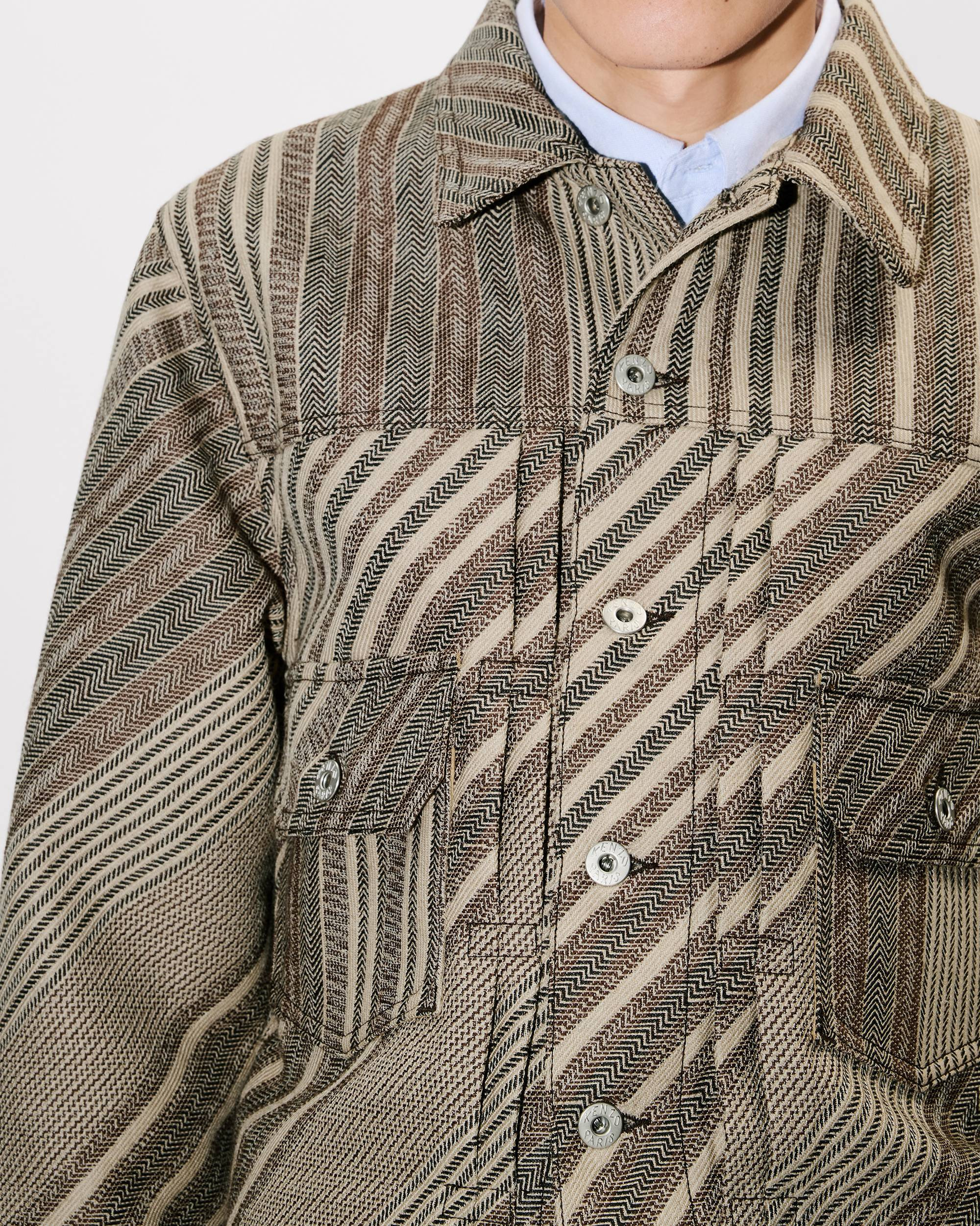 'Kenzo Diagonal Stripe' slim pleated trucker jacket - 6