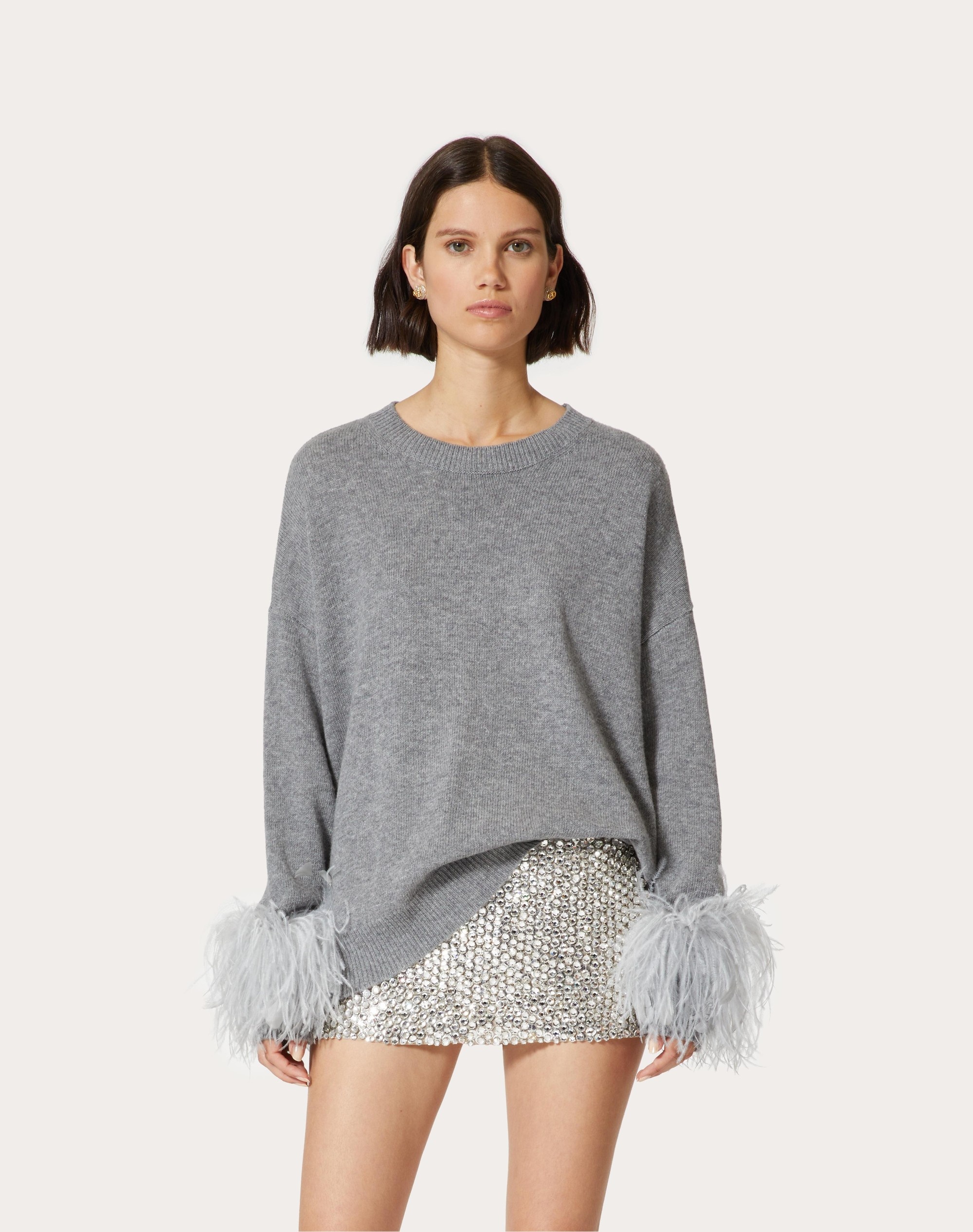 WOOL SWEATER WITH FEATHERS - 3