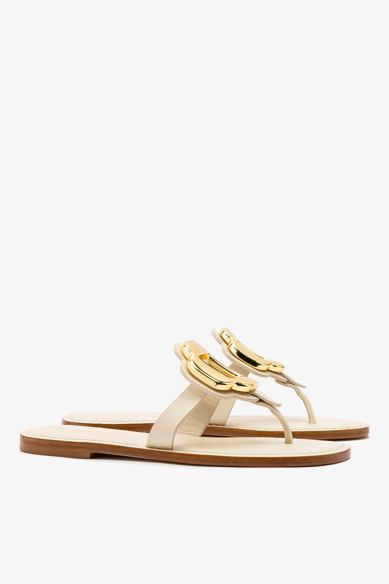 Margherita Thong Sandal In Ivory Leather 3