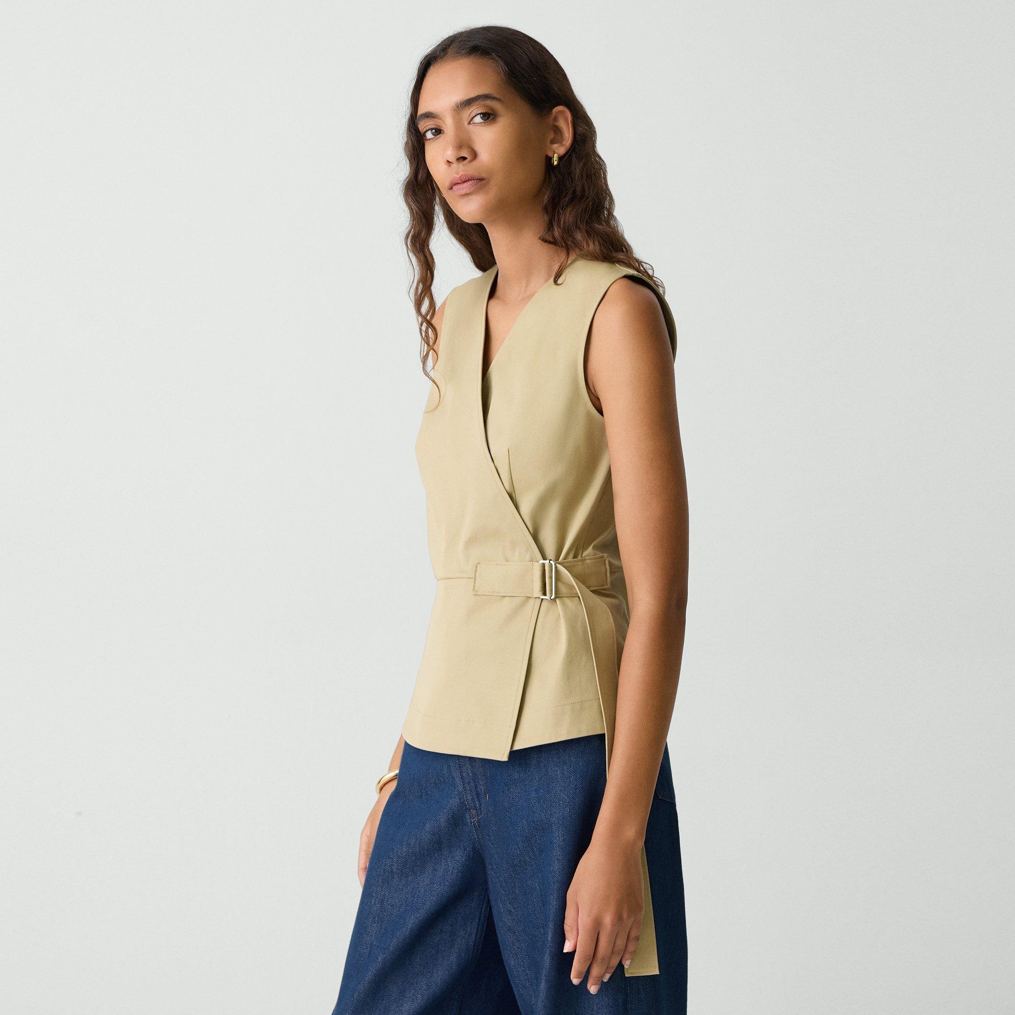 Sleeveless Wrap Top in Cotton Chino - 3