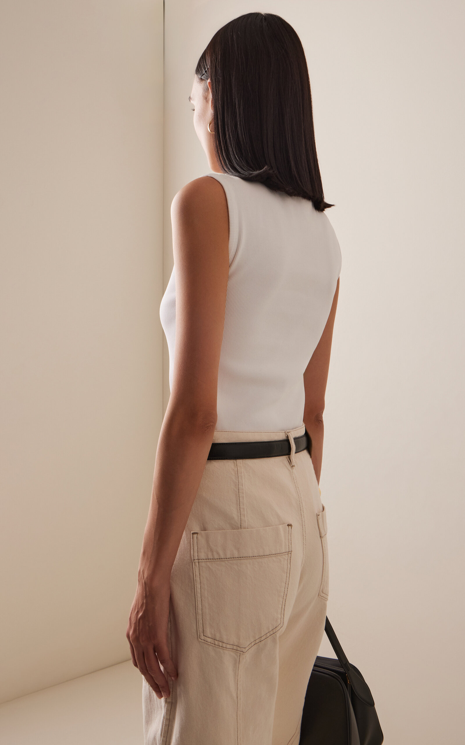 Dense Ribbed Cotton Tank Top white - 4