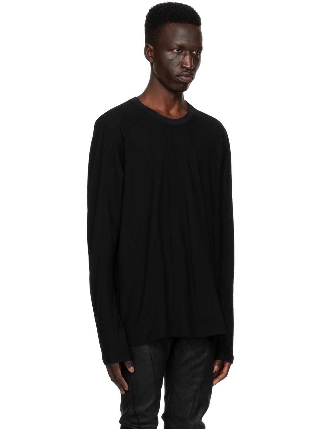 Black Paneled Long Sleeve T-Shirt - 2