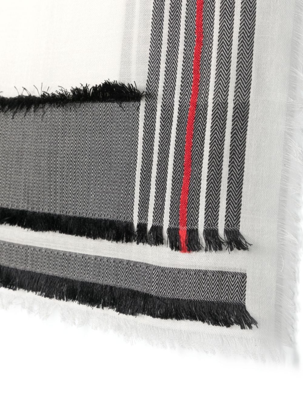 logo-intarsia frayed wool blend scarf - 3