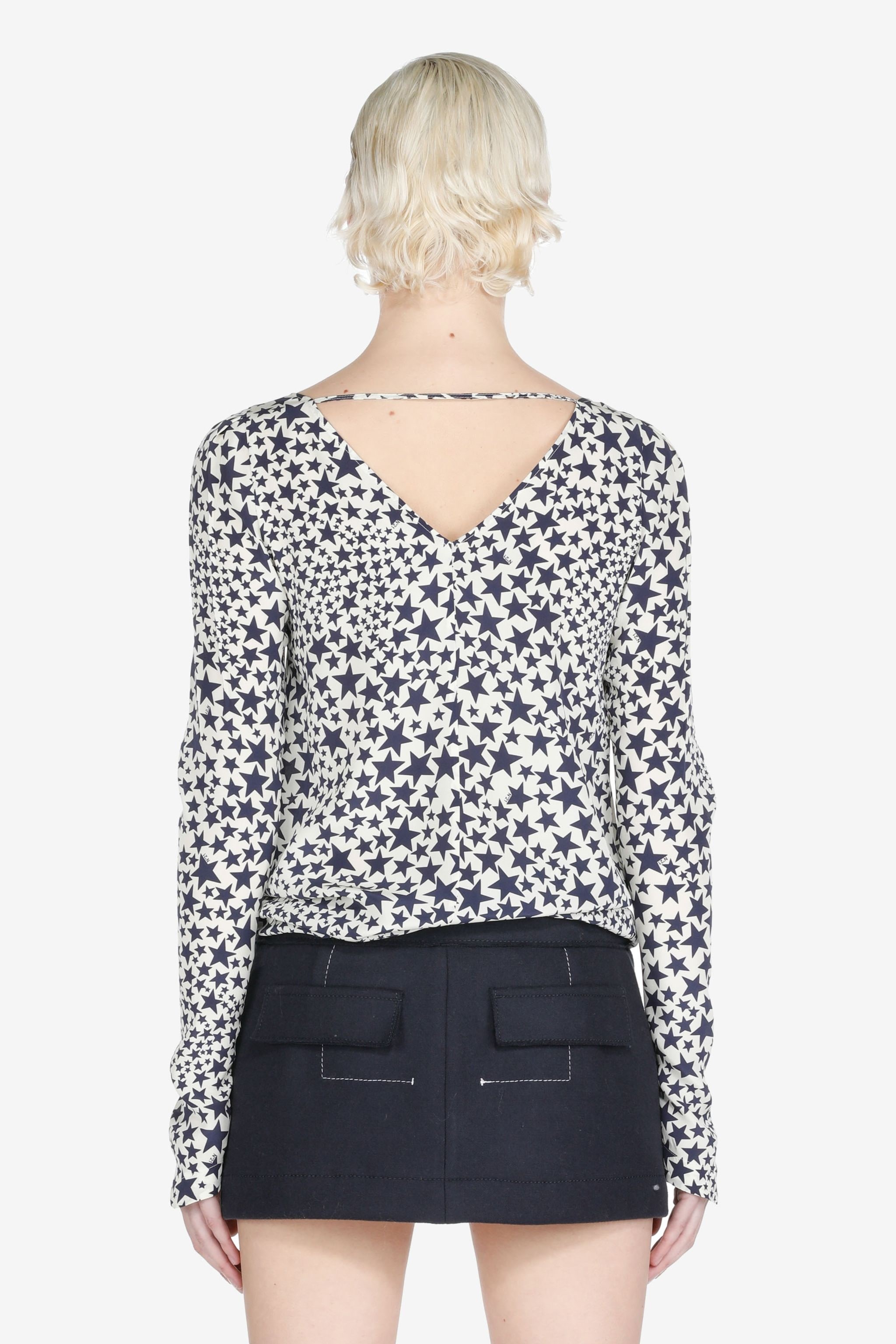 STAR PRINT SILK TOP - 2