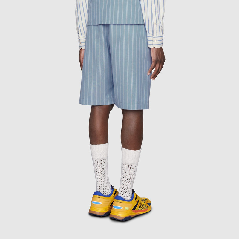 Striped cotton wool mohair shorts 4