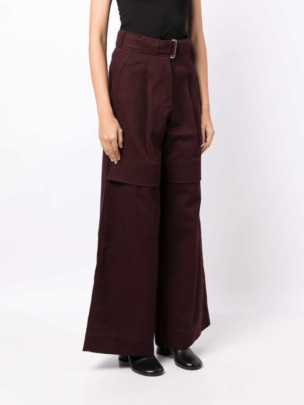 layered-effect wide-leg trousers - 3