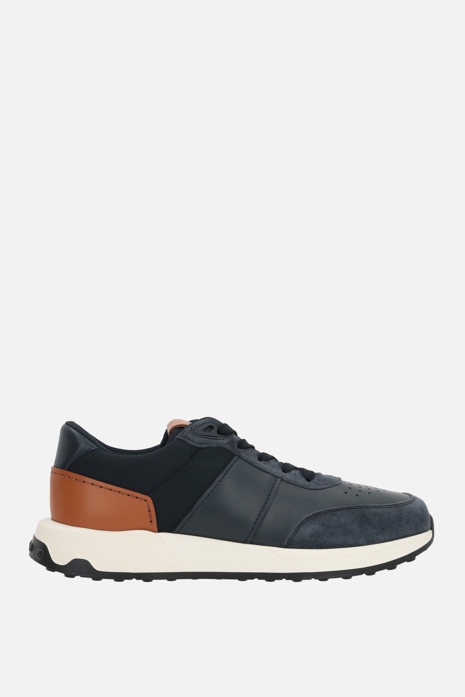 SMOOTH LEATHER, SUEDE AND TECHNICAL FABRIC SNEAKERS - 1