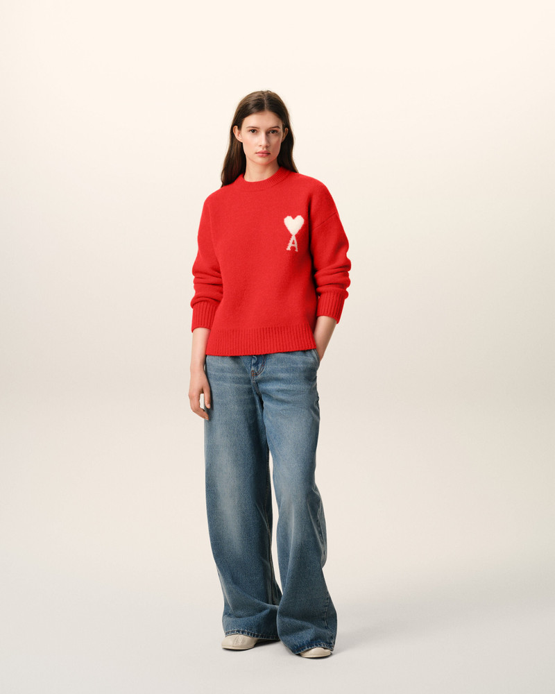 AMI Paris RED ALPACA AMI DE COEUR CREWNECK SWEATER outlook