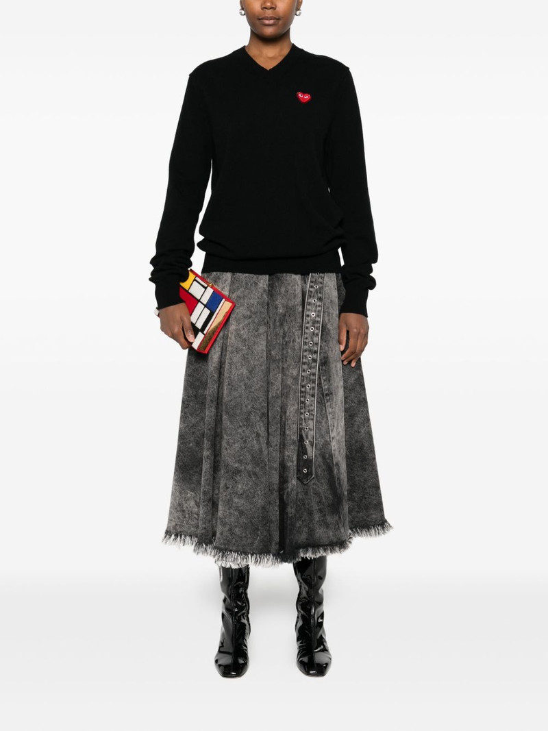 Comme des Garçons PLAY emblem rhinestone-heart sweater outlook