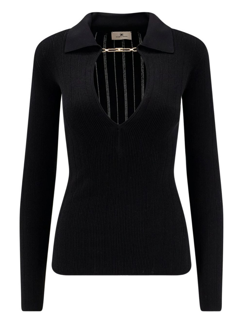 ribbed-knit polo-neck top 1