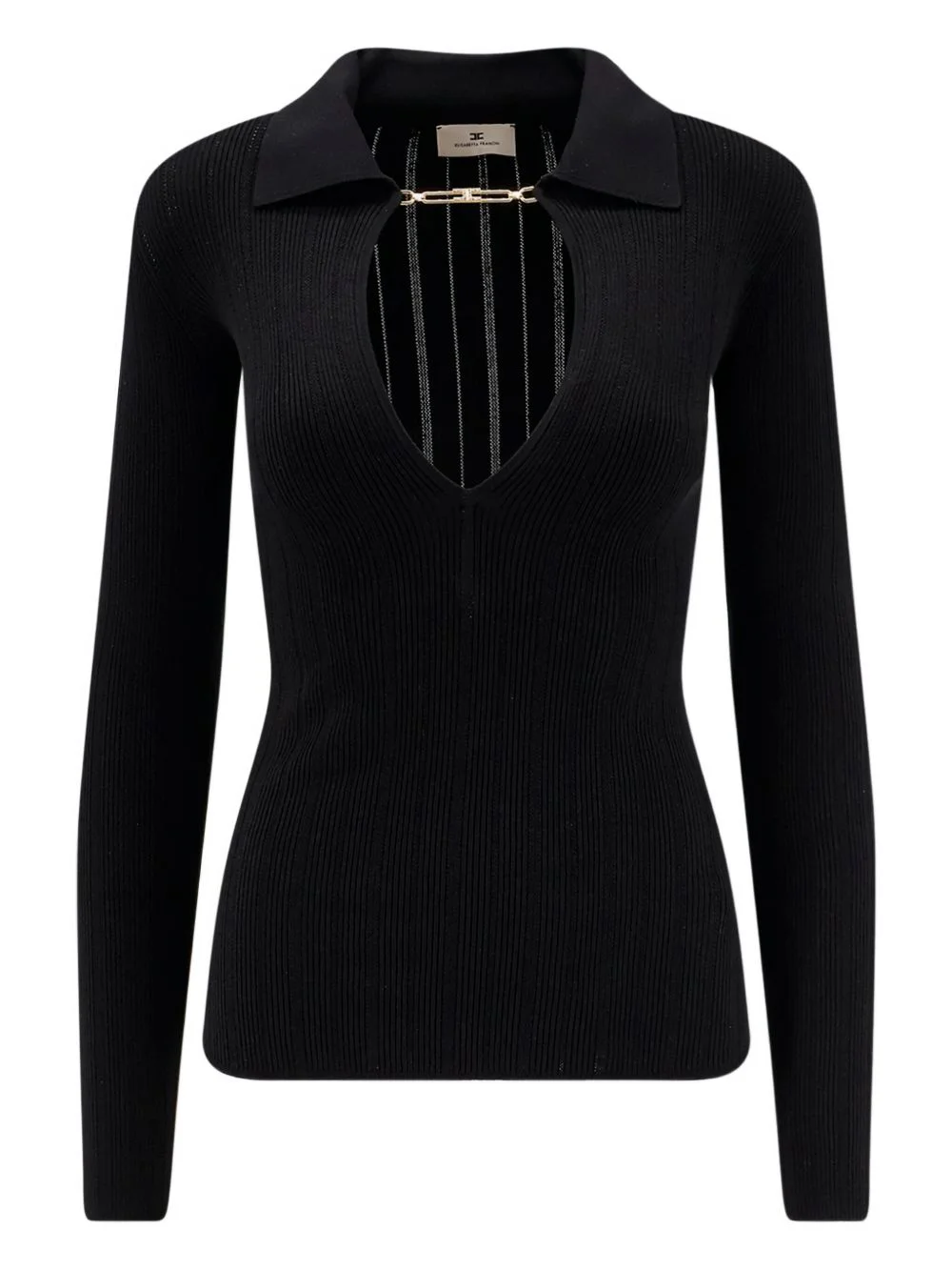 ribbed-knit polo-neck top - 1