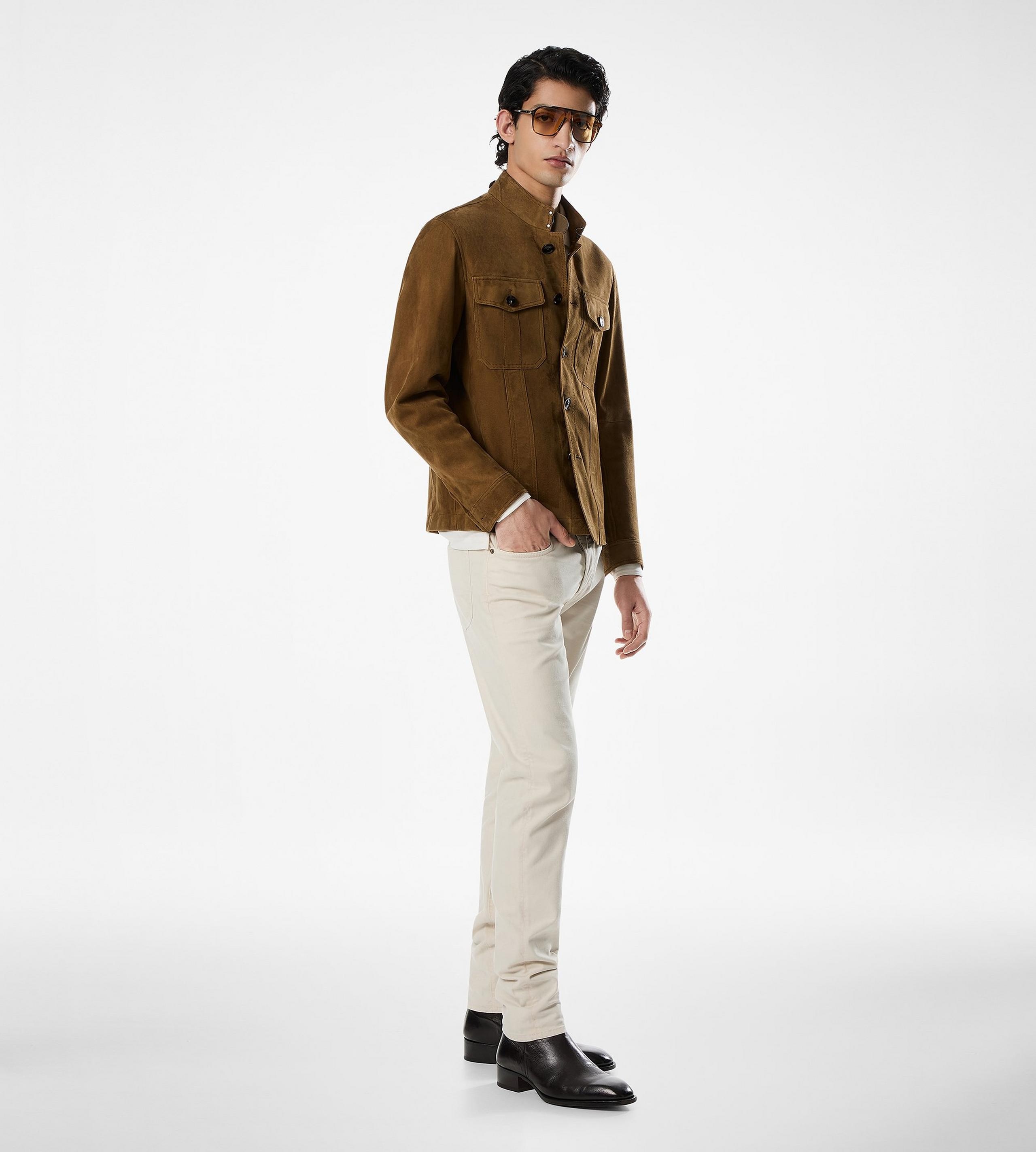 LIGHT SUEDE STAND COLLAR OUTERSHIRT - 2