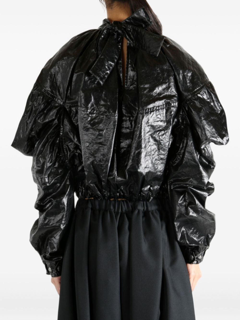 balloon-sleeve cropped jacket - 4