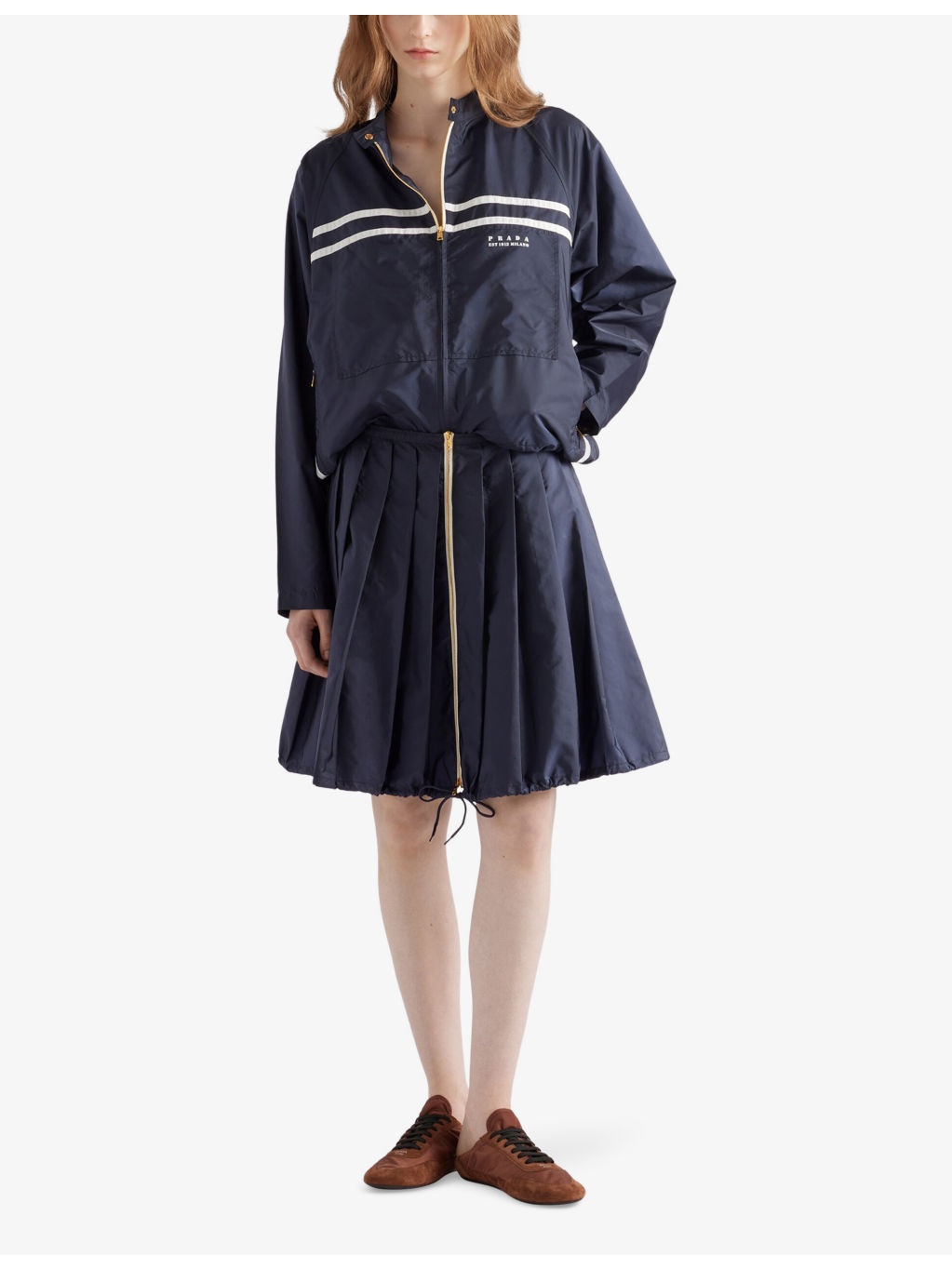 Re Nylon Zip-Up Pleated Woven Mini Skirt - 2
