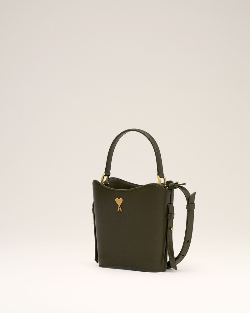 AMI Paris GREEN LEATHER MINI PARIS PARIS BUCKET BAG outlook