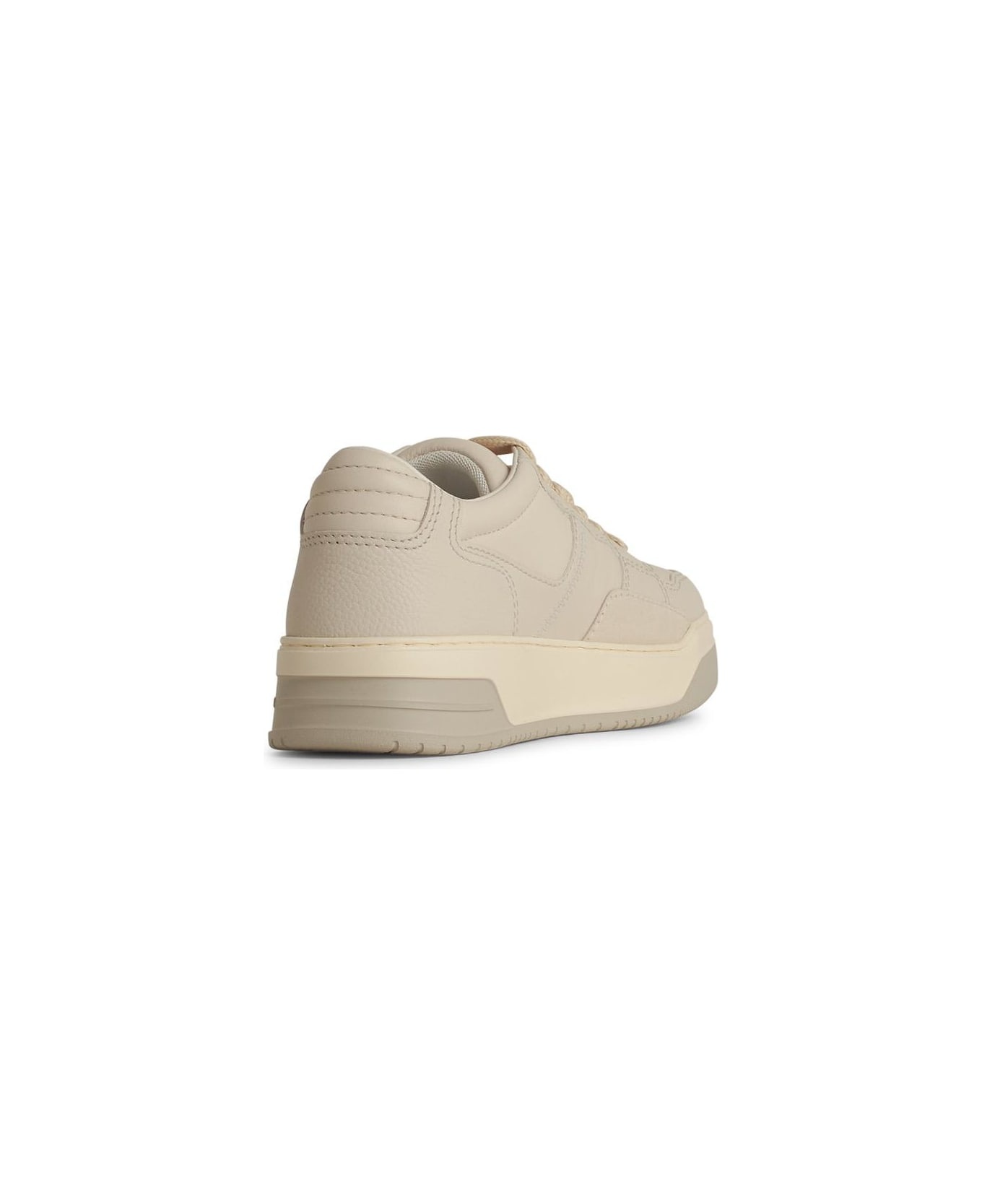 'h667' White Leather Sneakers - 3