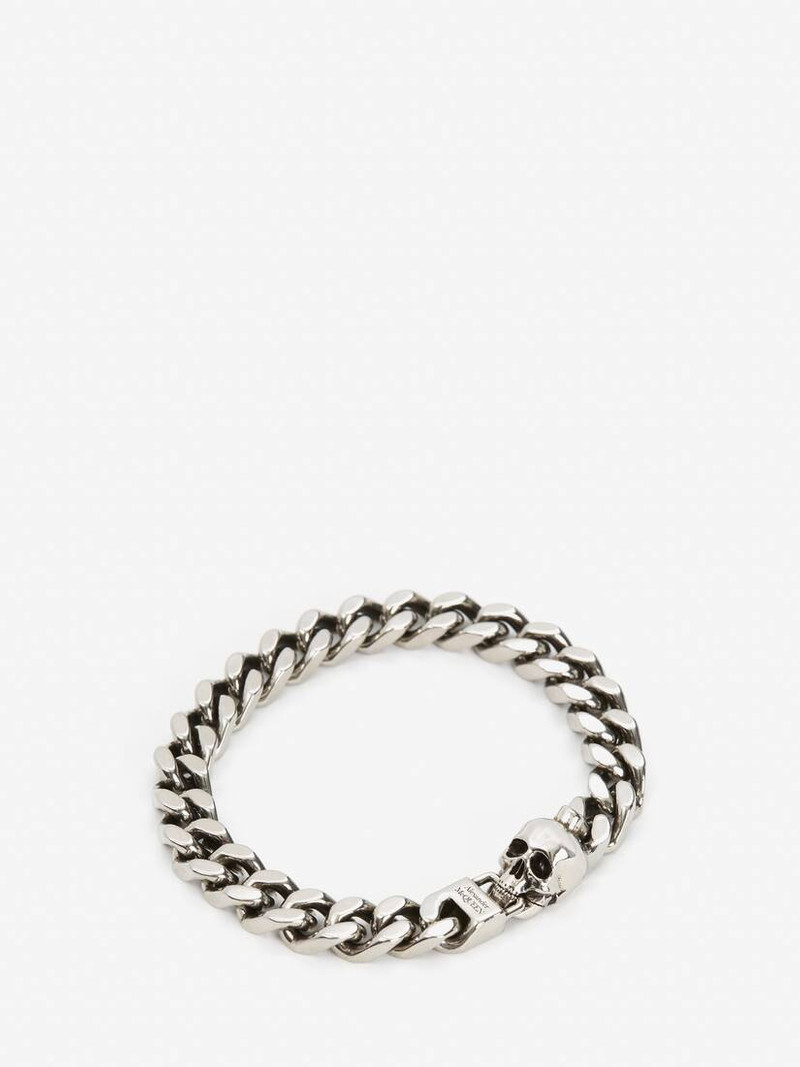 Alexander McQueen Men's Skull Chain Bracelet in Antique Silver outlook
